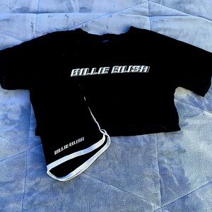 Billie Eilish black crop top and shorts size XS